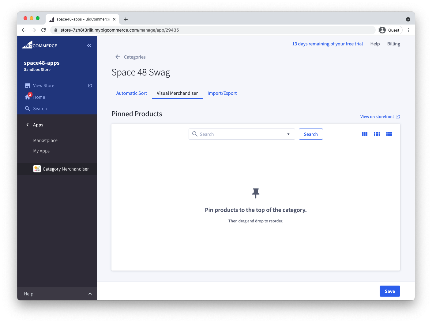 Product search with an item ready to pin